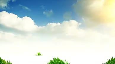 唯美意境蓝天白云草地小树生长生命的成长视频的预览图